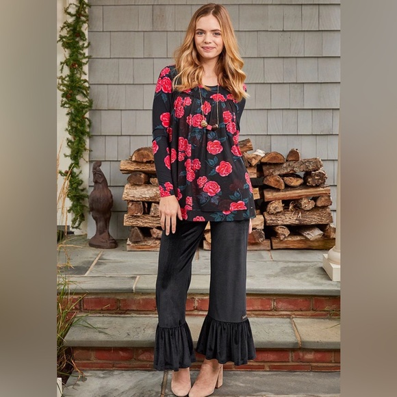 Matilda Jane Black Floral Rose Print Long Sleeve Tunic Top Women's XXL - Picture 16 of 16